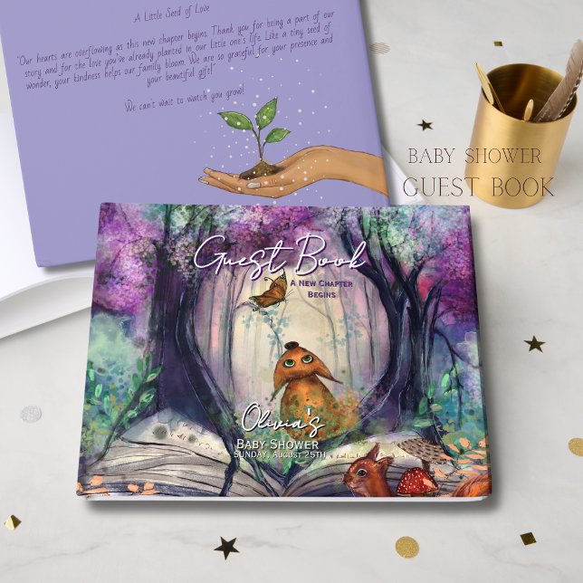 Whimsical Storybook Woodland Purple Guest Book (Whimsical Storybook Woodland Purple Guest Book)