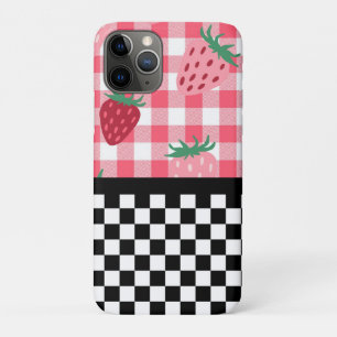 Whimsical Strawberries and Chequerboard  iPhone 11 Pro Case