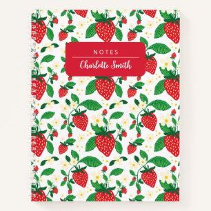Whimsical Strawberry Floral Illustrated Notebook