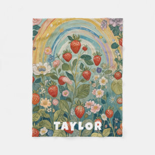 Whimsical Strawberry Patch Fleece Blanket