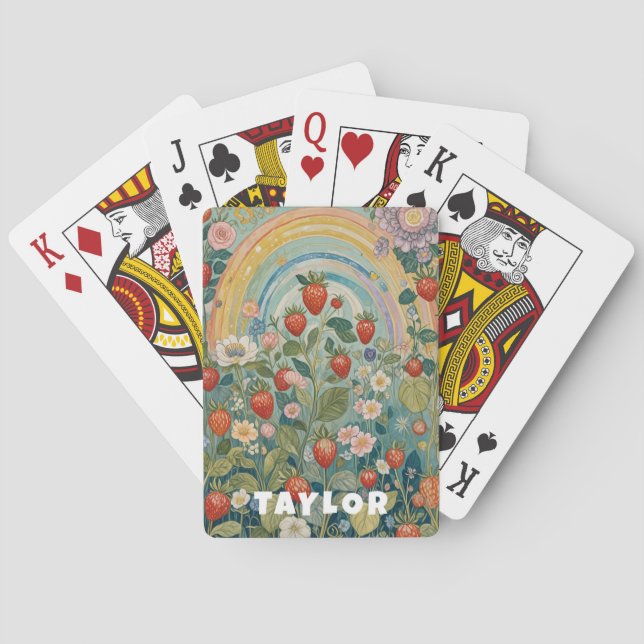 Whimsical Strawberry Patch Playing Cards (Back)