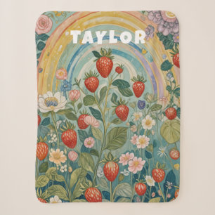 Whimsical Strawberry Patch Sherpa Blanket