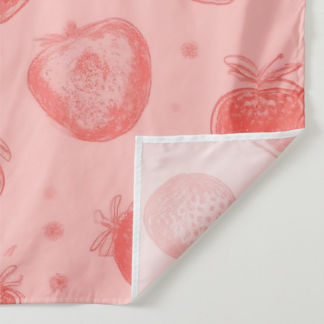 whimsical strawberry pattern on pink tapestry (Detail)