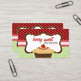 Whimsical Strawberry Pie Bakery Business Card