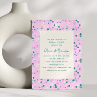 Whimsical Strawberry Pink Green Cute Bridal Shower