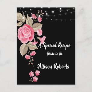 Whimsical String Lights Black  Bridal Shower Postcard