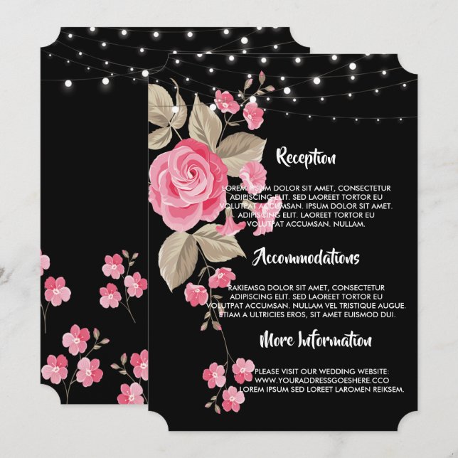 Whimsical String Lights Black wedding programs Invitation (Front/Back)