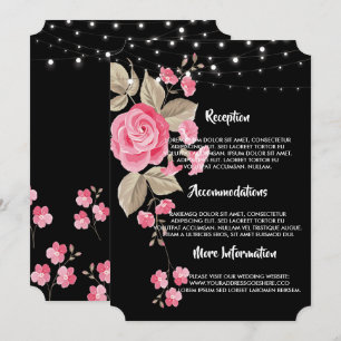 Whimsical String Lights Black wedding programs Invitation