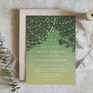 Whimsical String Lights Fairy Tale Wedding Invitation