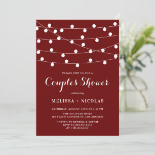 Whimsical String Lights Red Couples Shower Invitation