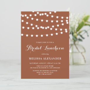 Whimsical String Lights Terracotta Bridal Luncheon Invitation