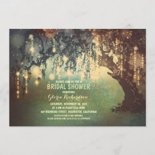 whimsical string lights tree bridal shower invitation
