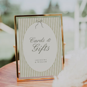 Whimsical Stripe Green Wedding Card and Gifts Sign