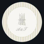 Whimsical Stripe Green Wedding Classic Round Sticker<br><div class="desc">Add a playful and polished finishing touch to your wedding favours, envelopes, or stationery with this Whimsical Stripe Green Wedding Classic Round Sticker. Featuring soft green hand-drawn watercolor stripes and elegant modern typography, this round sticker brings a light, charming accent to every detail of your big day. Perfect for sealing...</div>