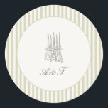 Whimsical Stripe Green Wedding Classic Round Sticker<br><div class="desc">Add a playful and polished finishing touch to your wedding favours, envelopes, or stationery with this Whimsical Stripe Green Wedding Classic Round Sticker. Featuring soft green hand-drawn watercolor stripes and elegant modern typography, this round sticker brings a light, charming accent to every detail of your big day. Perfect for sealing...</div>