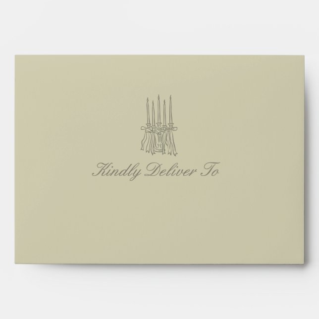 Whimsical Stripe Green Wedding Envelope (Front)