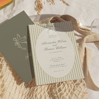 Whimsical Stripe Green Wedding Invitation