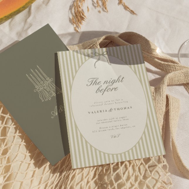 Whimsical Stripe Green Wedding Rehearsal Invitation (Creator Uploaded)