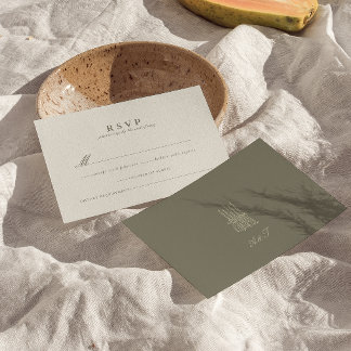 Whimsical Stripe Green Wedding RSVP Card