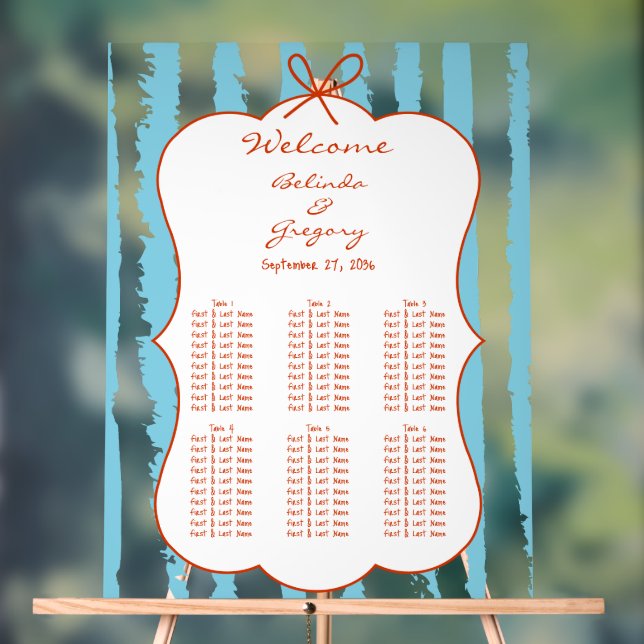 Whimsical Stripe Handwritten Wedding Seating Chart (Neutral)