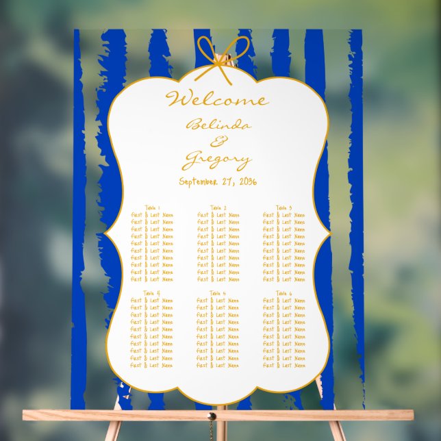 Whimsical Stripe Handwritten Wedding Seating Chart (Neutral)