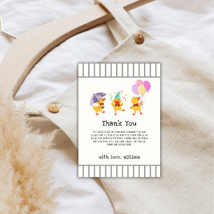 Whimsical Stripe Party Little Duckling Baby Shower Thank You Card
