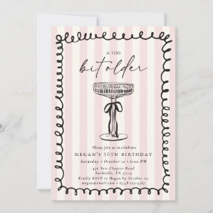 Whimsical Striped A Tini Bit Older Birthday  Invitation