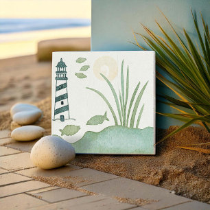 Whimsical Striped Lighthouse and Fish ID1206 Tile