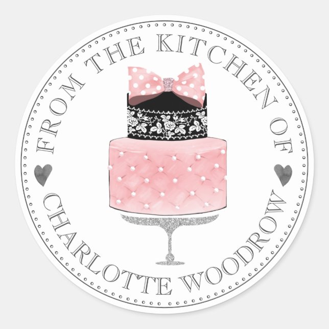 Whimsical Striped Watercolor Glazed Cake Dessert Classic Round Sticker (Front)