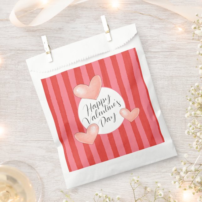 Whimsical Stripes and Hearts Valentine's Day Favour Bags (Clipped)