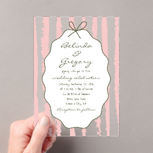 Whimsical Stripes Handwritten Painted Wedding Acrylic Invitations