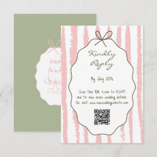 Whimsical Stripes Handwritten Painted Wedding Enclosure Card