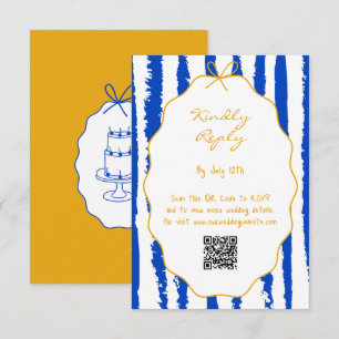 Whimsical Stripes Handwritten Painted Wedding Enclosure Card