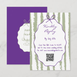 Whimsical Stripes Handwritten Painted Wedding  Enclosure Card