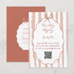 Whimsical Stripes Handwritten Painted Wedding Enclosure Card