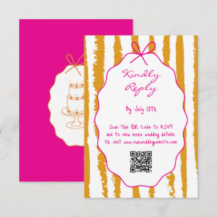 Whimsical Stripes Handwritten Painted Wedding Enclosure Card