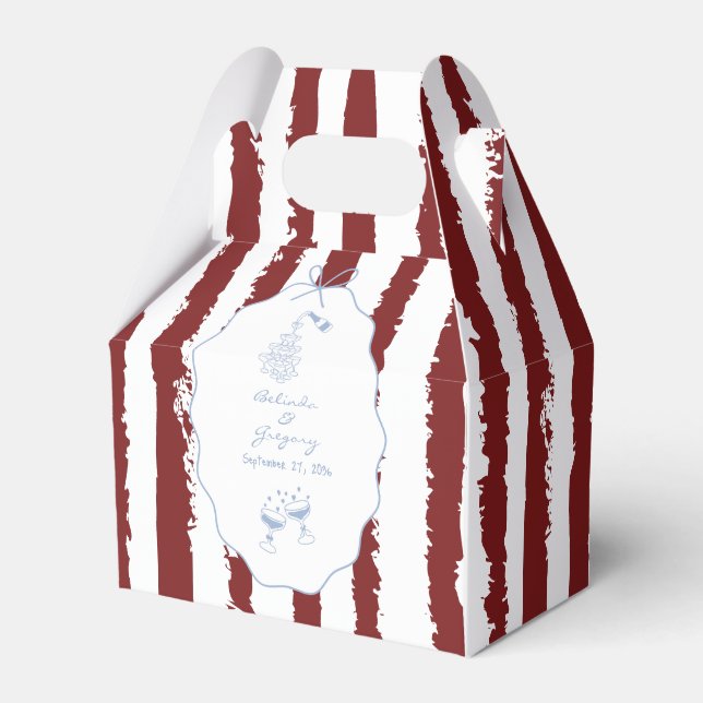 Whimsical Stripes Handwritten Painted Wedding  Favour Box (Front Side)