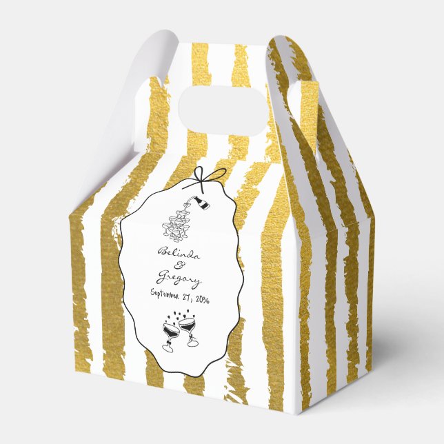 Whimsical Stripes Handwritten Painted Wedding  Favour Box (Front Side)