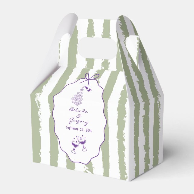 Whimsical Stripes Handwritten Painted Wedding  Favour Box (Front Side)