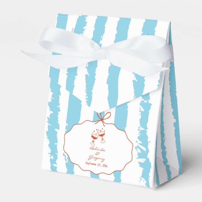 Whimsical Stripes Handwritten Painted Wedding  Favour Box (Front Side)