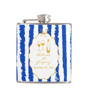 Whimsical Stripes Handwritten Painted Wedding Hip Flask