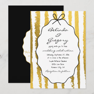 Whimsical Stripes Handwritten Painted Wedding  Invitation
