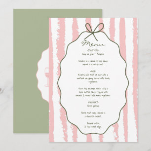 Whimsical Stripes Handwritten Painted Wedding Menu
