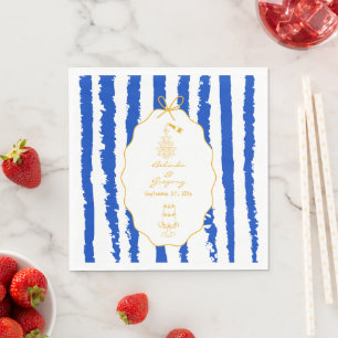 Whimsical Stripes Handwritten Painted Wedding  Napkin