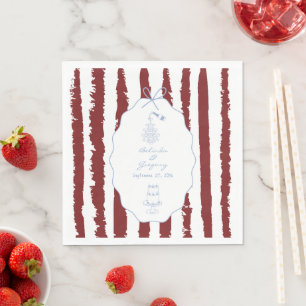 Whimsical Stripes Handwritten Painted Wedding  Napkin