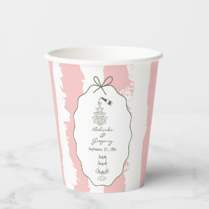 Whimsical Stripes Handwritten Painted Wedding Paper Cups