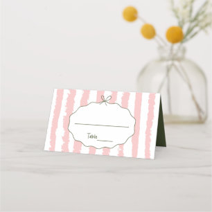 Whimsical Stripes Handwritten Painted Wedding  Place Card