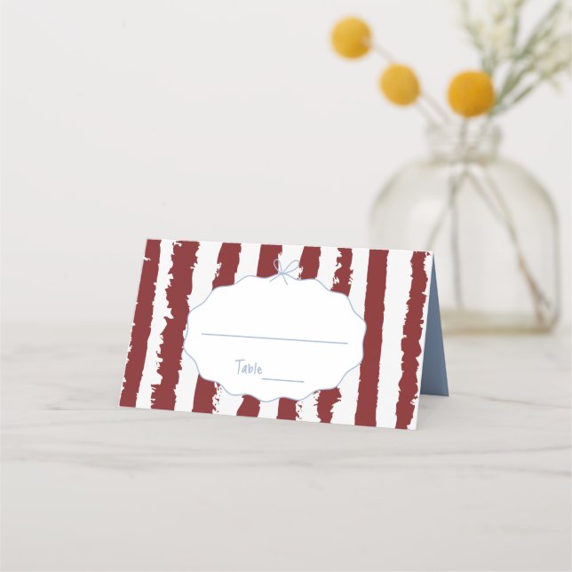 Whimsical Stripes Handwritten Painted Wedding  Place Card (Front)