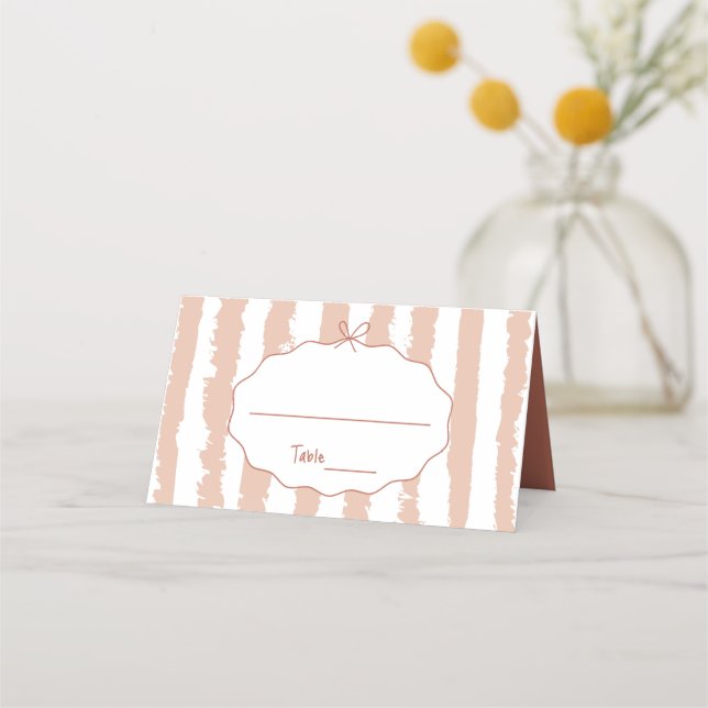 Whimsical Stripes Handwritten Painted Wedding  Place Card (Front)