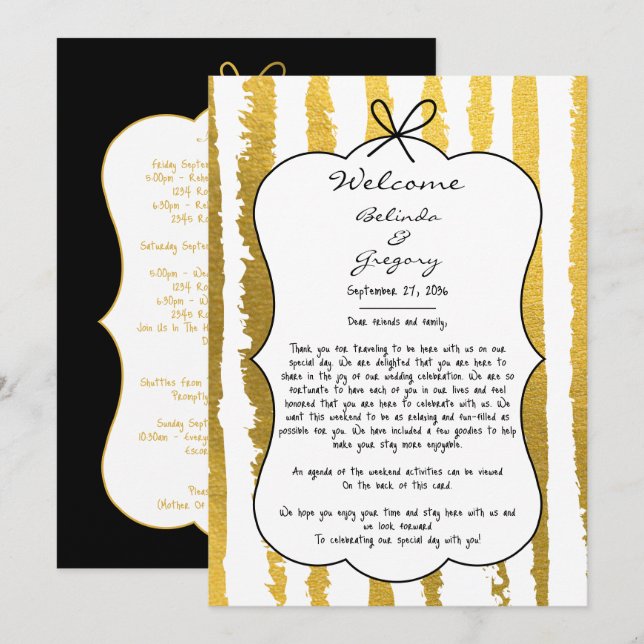 Whimsical Stripes Handwritten Painted Wedding  Programme (Front/Back)